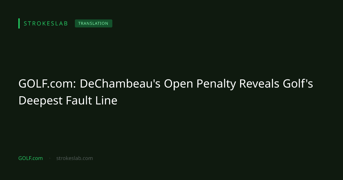 GOLF.com: DeChambeau's Open Penalty Reveals Golf's Deepest Fault Line