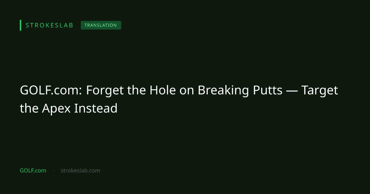 GOLF.com: Forget the Hole on Breaking Putts — Target the Apex Instead