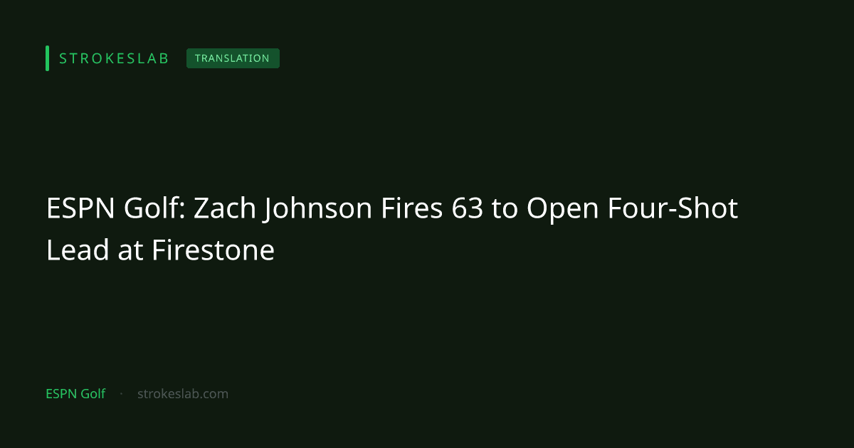 ESPN Golf：ザック・ジョンソン、63を叩き出しファイアストーンで4打差独走